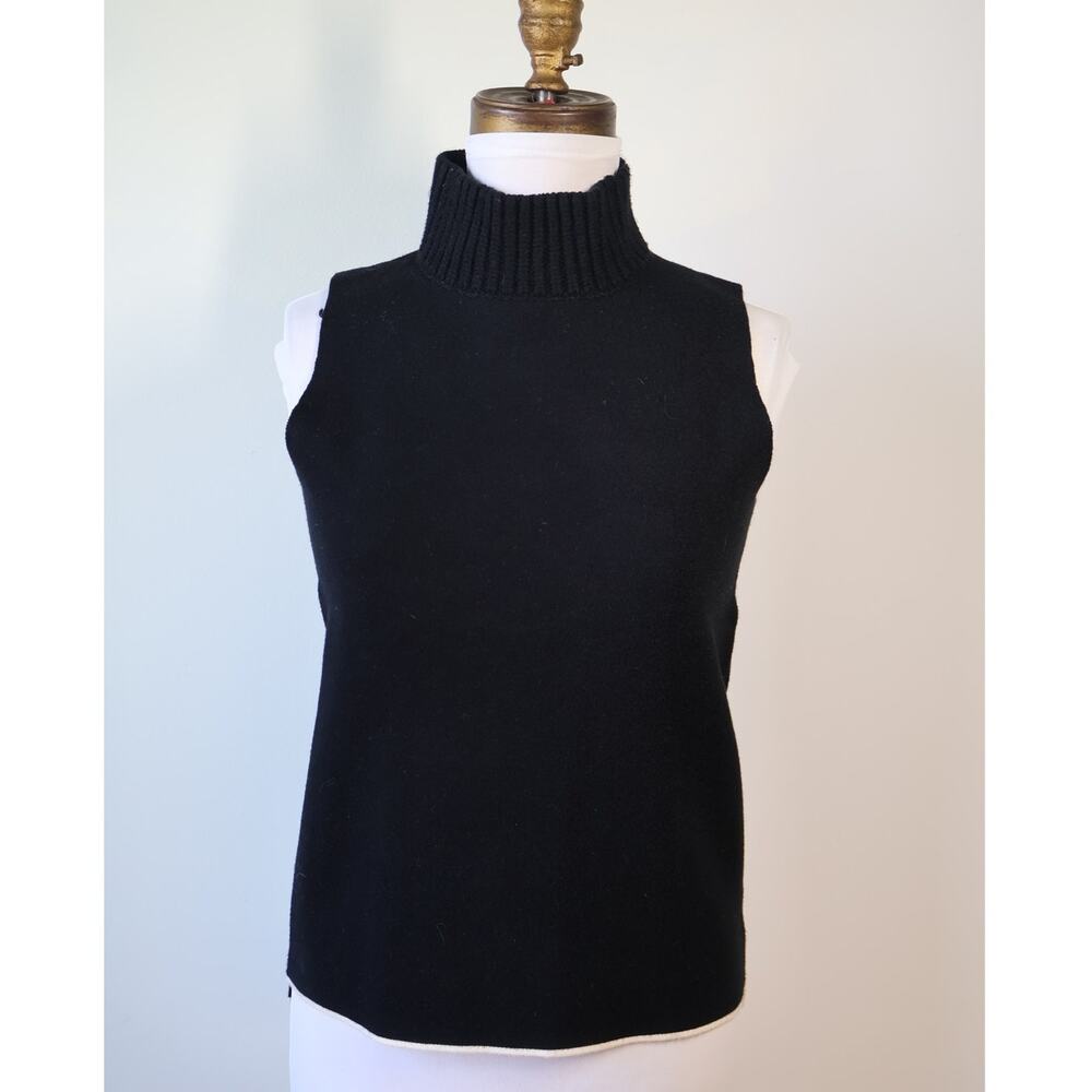 ZARA Black Knit Sleeveless Turtleneck Sweater Vest Minimalist Layering Small